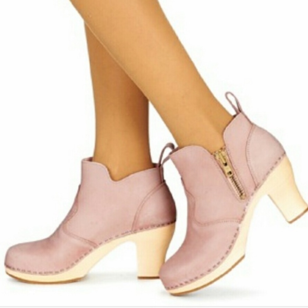 Swedish Hasbeens Zip It Inma Pink Ankle Boots 37